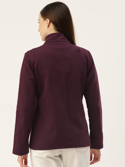 Mock Collar Fleece Front-Open Sweatshirt