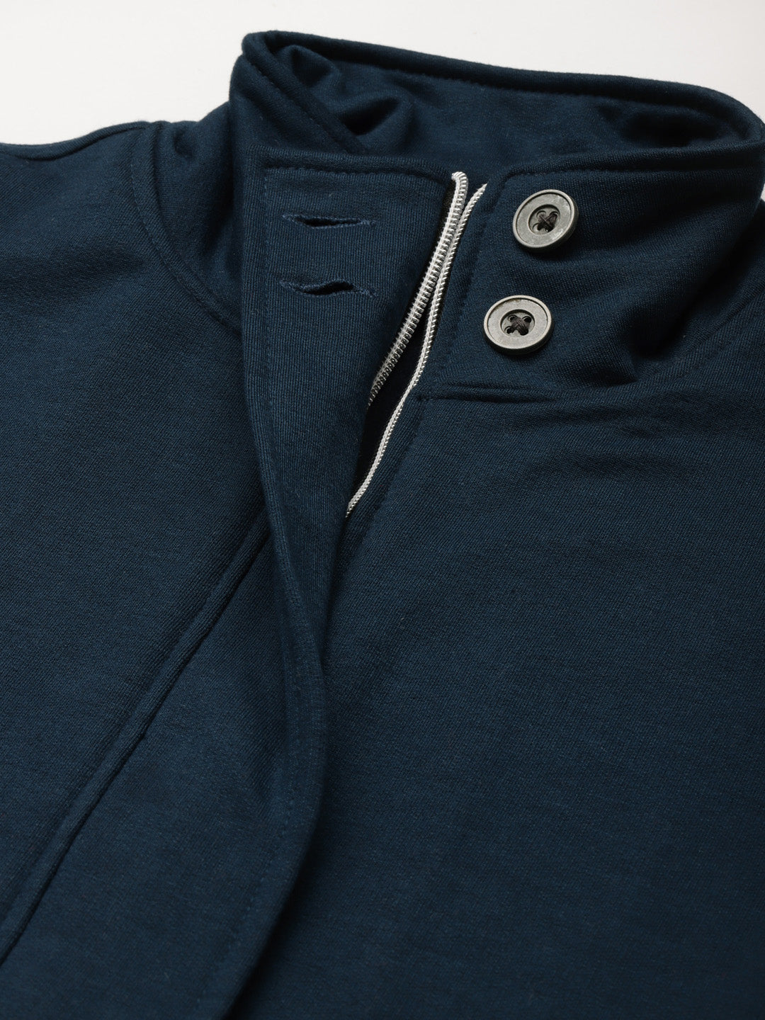 Mock Collar Fleece Front-Open Sweatshirt