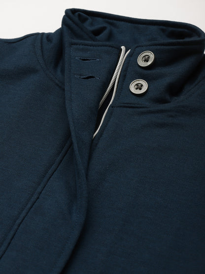 Mock Collar Fleece Front-Open Sweatshirt