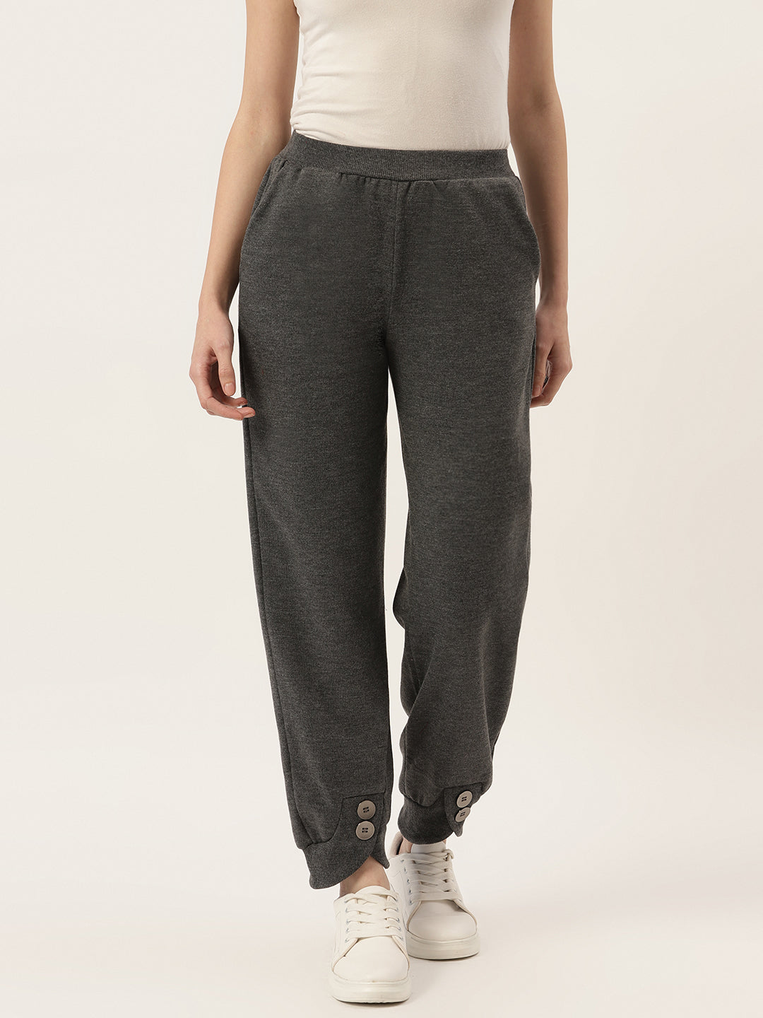 Women Navy Blue Fleece Joggers