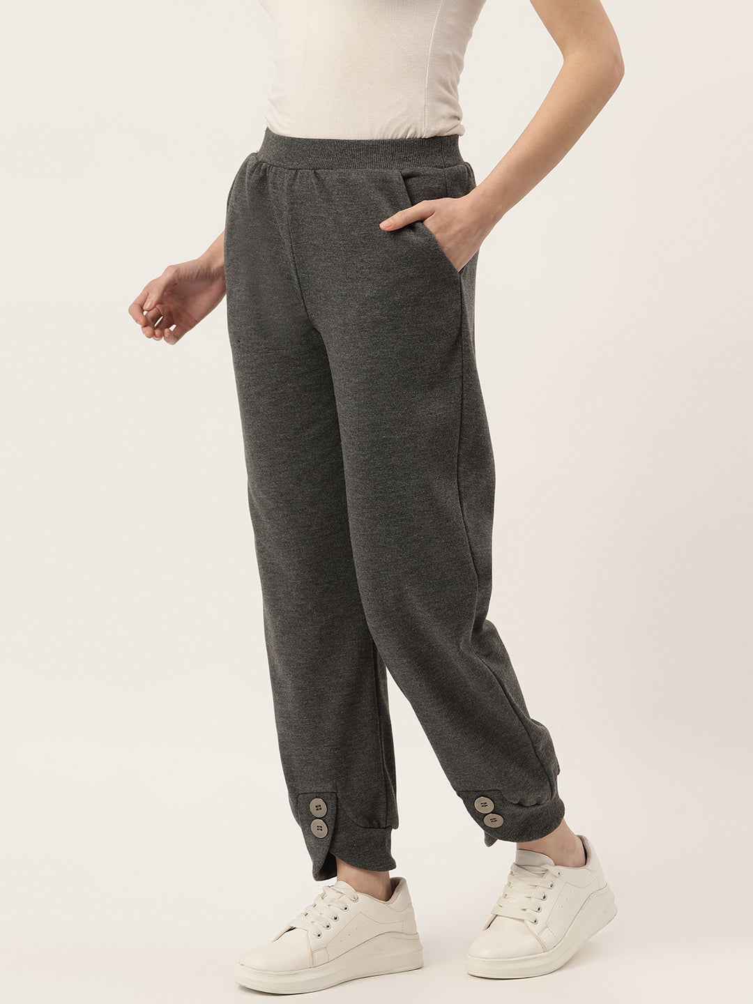 Women Navy Blue Fleece Joggers