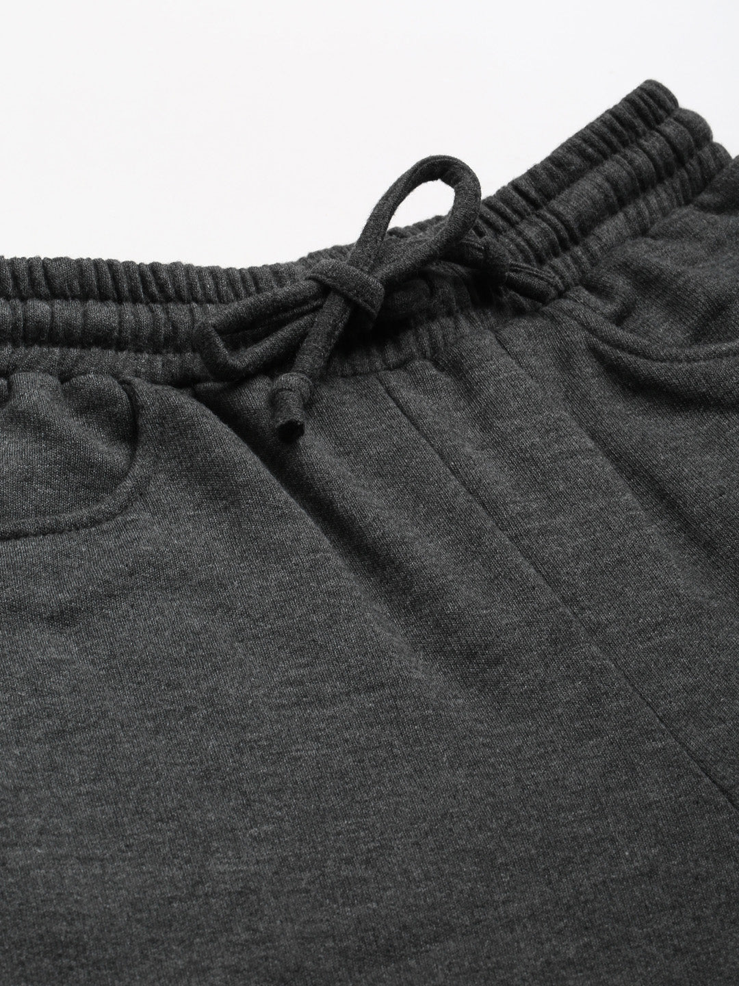 Solid Relaxed Straight Fit PolyCotton Fleece Trousers