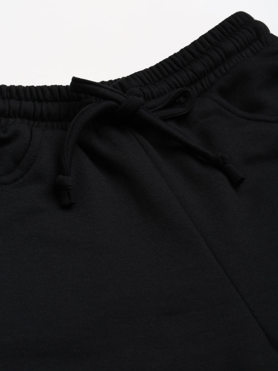 Solid Relaxed Straight Fit PolyCotton Fleece Trousers