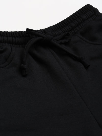 Solid Relaxed Straight Fit PolyCotton Fleece Trousers