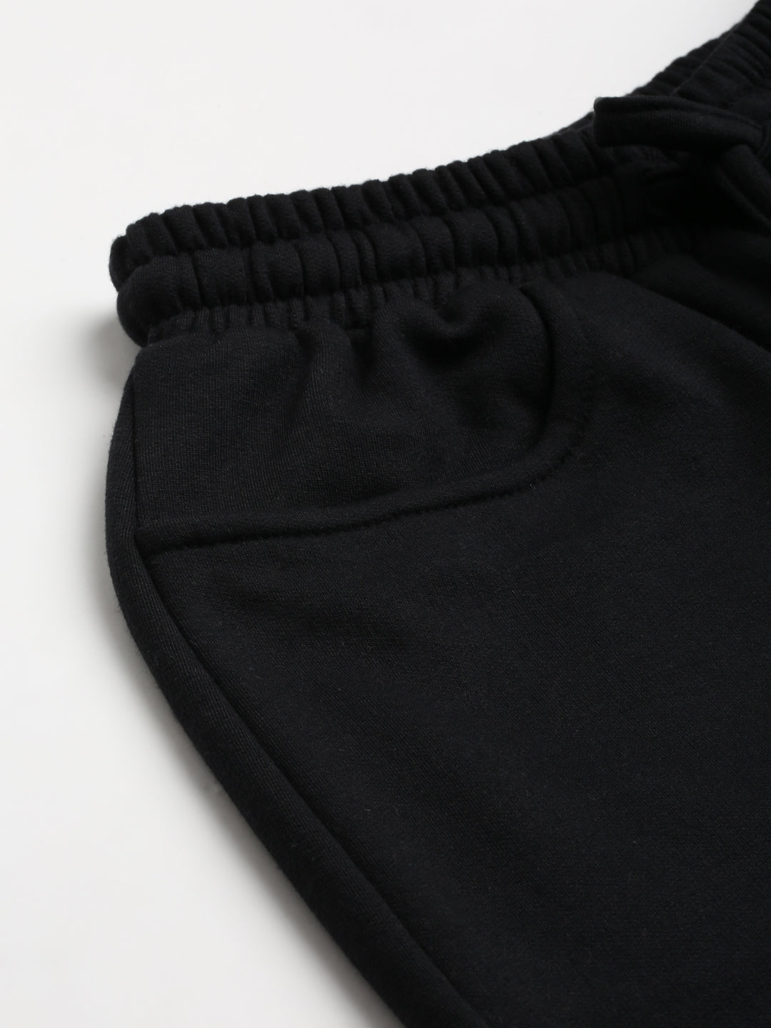 Solid Relaxed Straight Fit PolyCotton Fleece Trousers