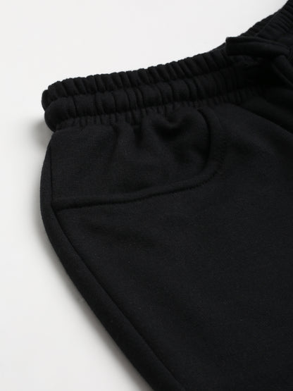 Solid Relaxed Straight Fit PolyCotton Fleece Trousers