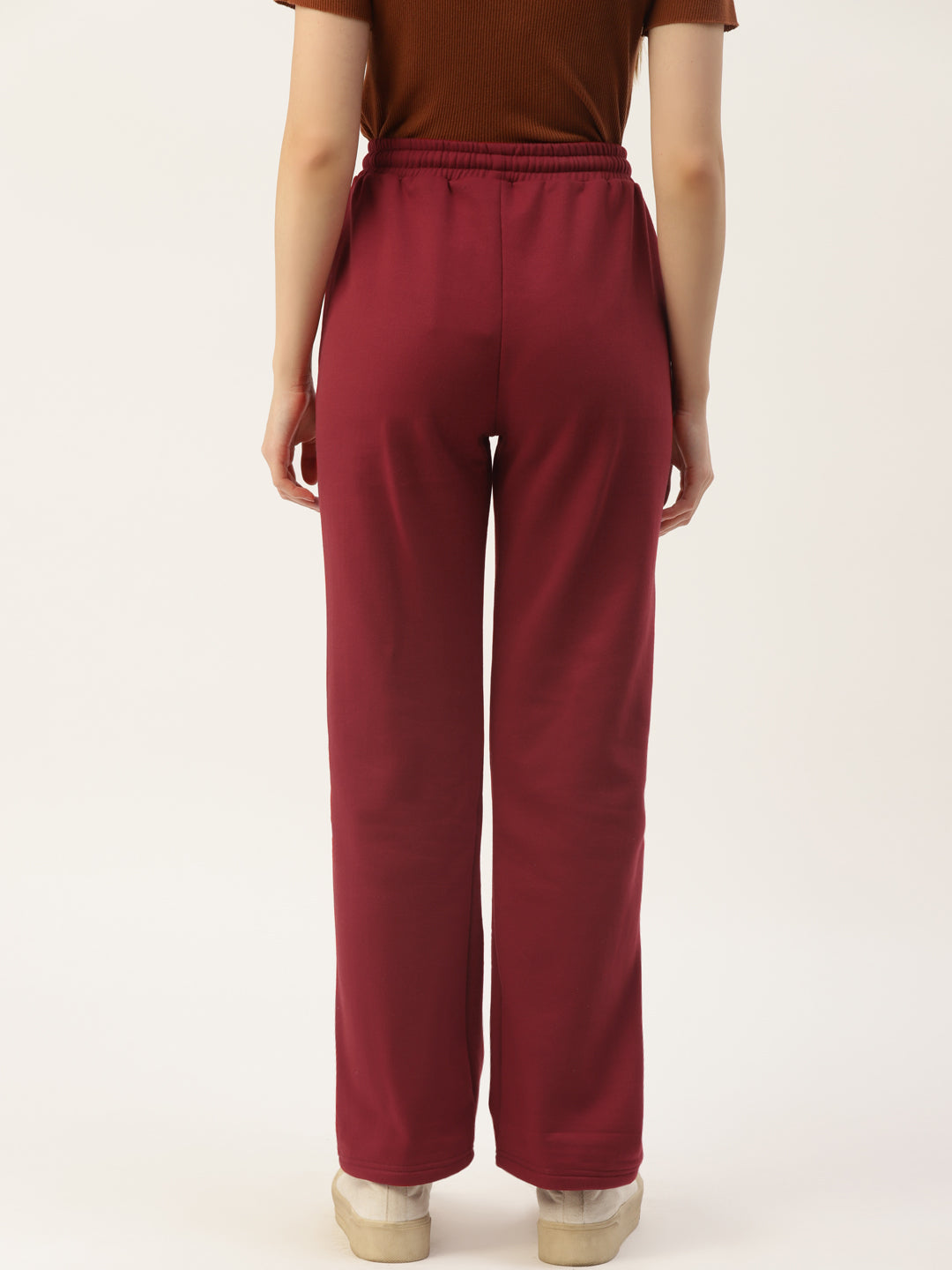 Solid Relaxed Straight Fit PolyCotton Fleece Trousers