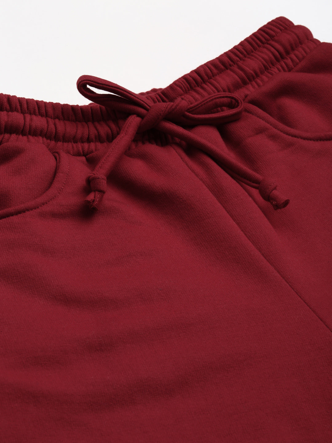 Solid Relaxed Straight Fit PolyCotton Fleece Trousers