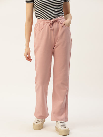 Solid Relaxed Straight Fit PolyCotton Fleece Trousers