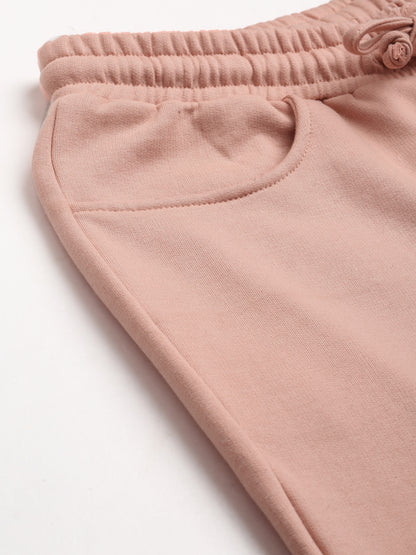Solid Relaxed Straight Fit PolyCotton Fleece Trousers
