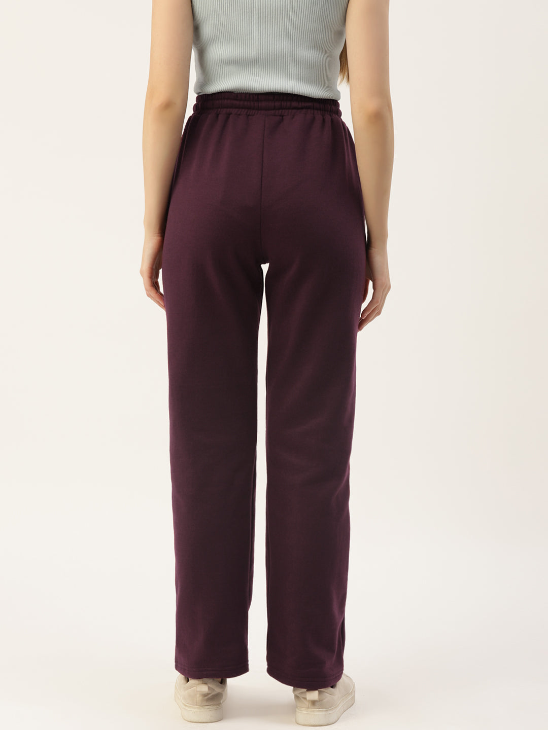 Solid Relaxed Straight Fit PolyCotton Fleece Trousers