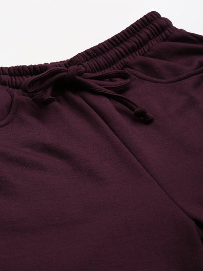 Solid Relaxed Straight Fit PolyCotton Fleece Trousers