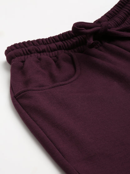 Solid Relaxed Straight Fit PolyCotton Fleece Trousers