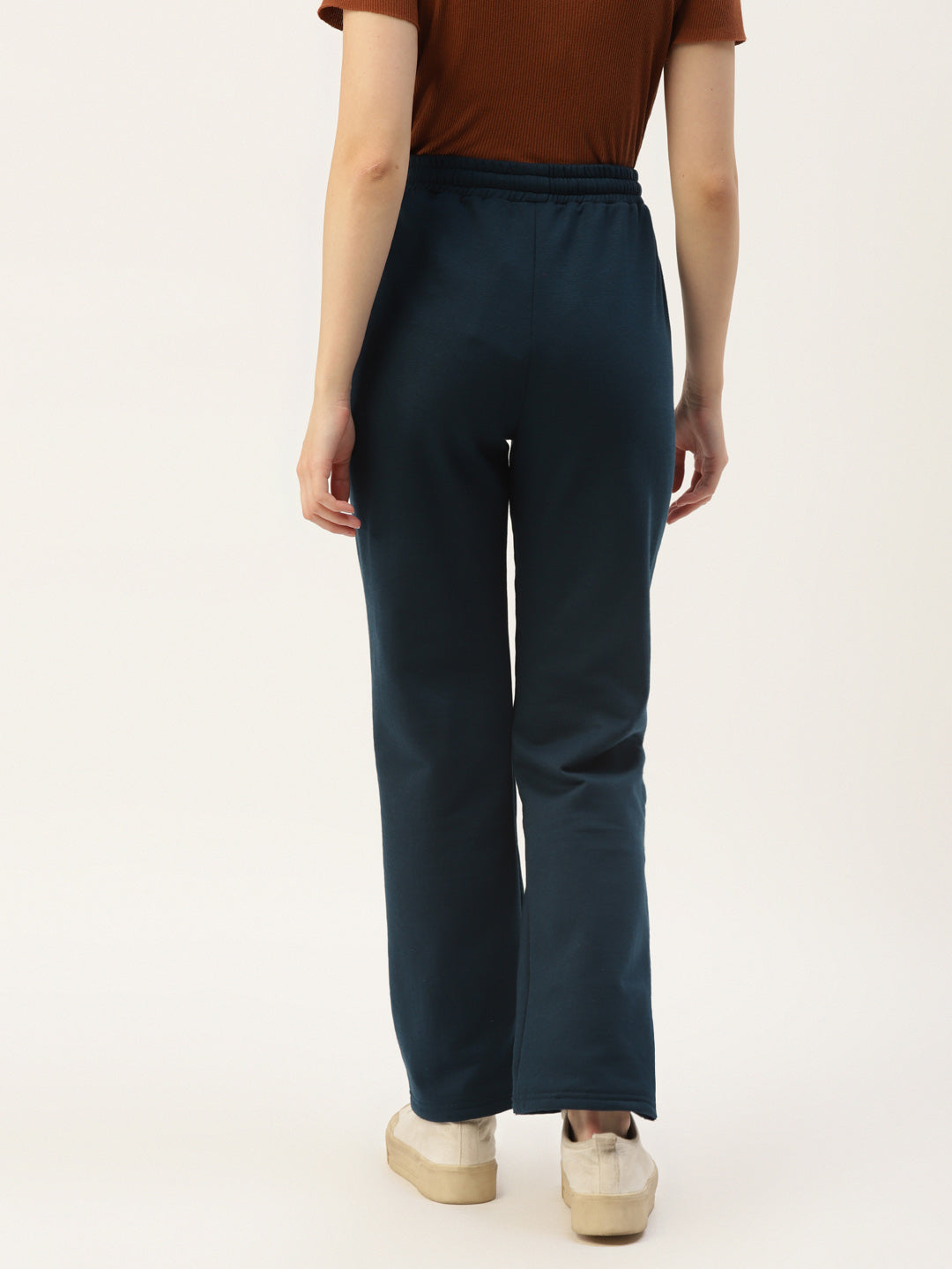 Solid Relaxed Straight Fit PolyCotton Fleece Trousers