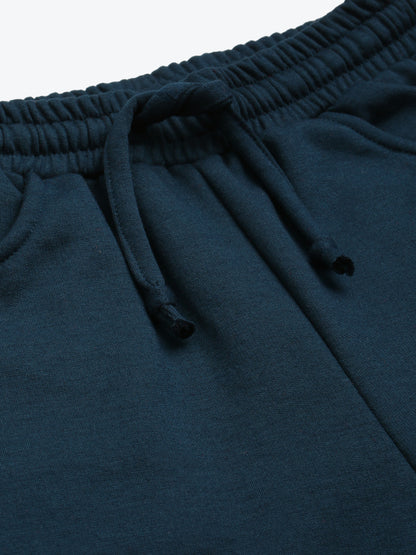 Solid Relaxed Straight Fit PolyCotton Fleece Trousers