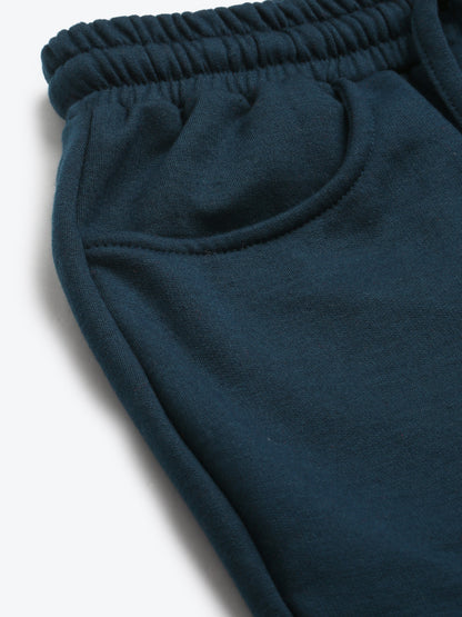 Solid Relaxed Straight Fit PolyCotton Fleece Trousers