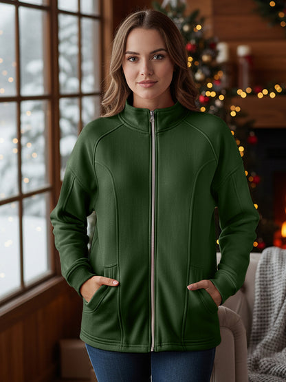 Jacket with Stand Collar & Zip Closure