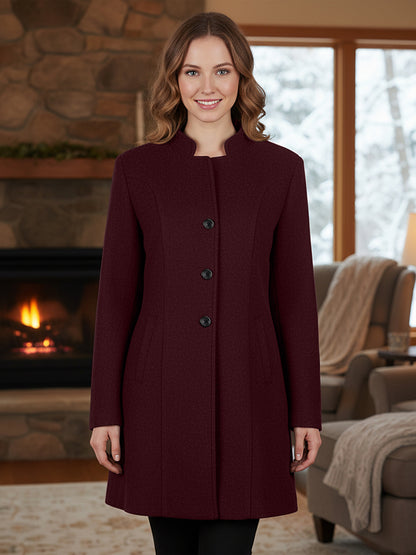 Mandarin Collared Single-Breasted Trench Coat