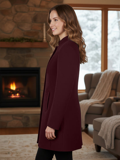Mandarin Collared Single-Breasted Trench Coat