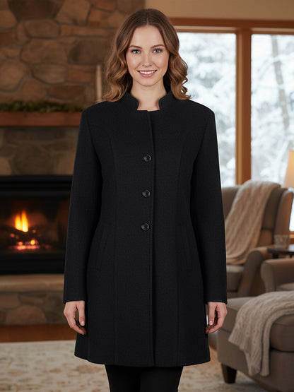 Mandarin Collared Single-Breasted Trench Coat