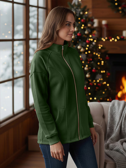 Jacket with Stand Collar & Zip Closure