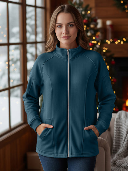 Jacket with Stand Collar & Zip Closure
