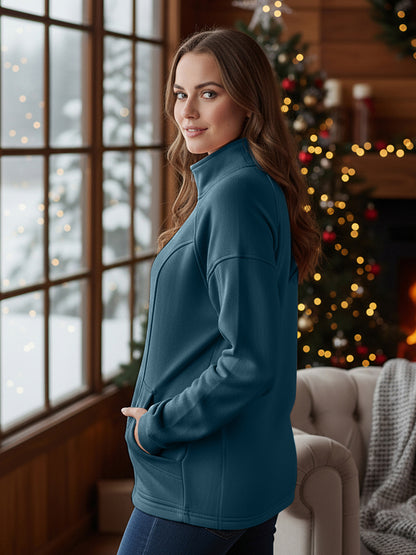 Jacket with Stand Collar & Zip Closure