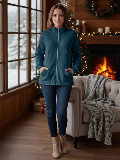 Jacket with Stand Collar & Zip Closure