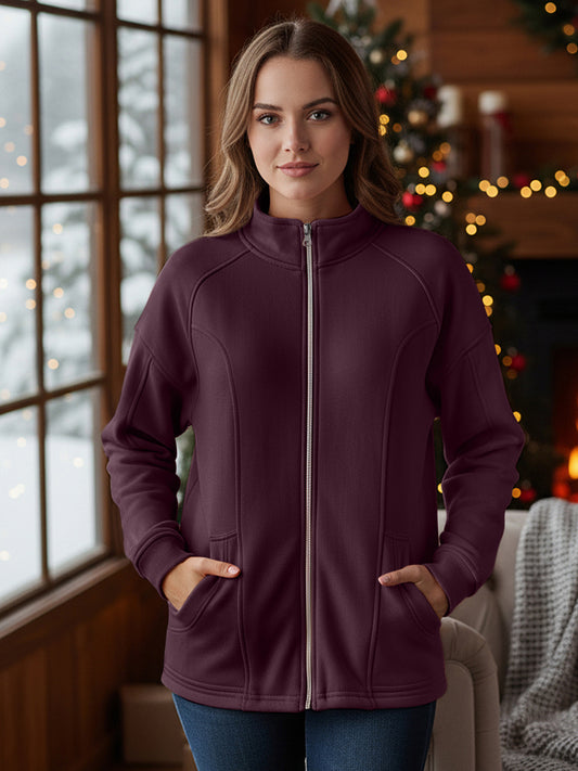 Jacket with Stand Collar & Zip Closure