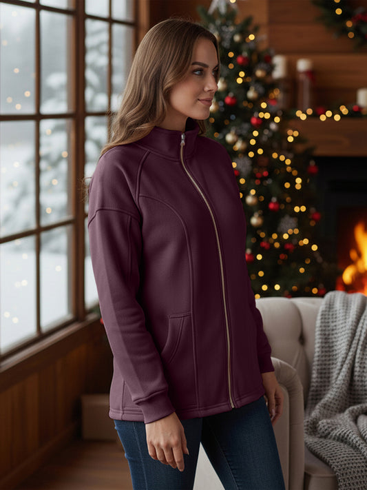 Jacket with Stand Collar & Zip Closure