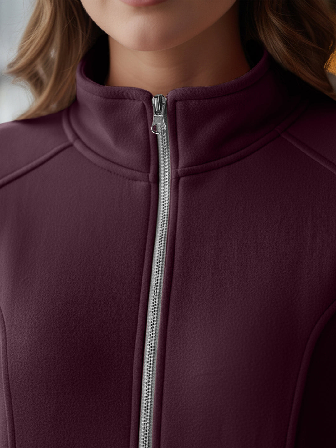 Jacket with Stand Collar & Zip Closure