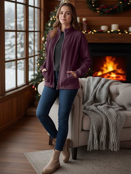 Jacket with Stand Collar & Zip Closure