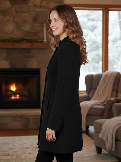Mandarin Collared Single-Breasted Trench Coat