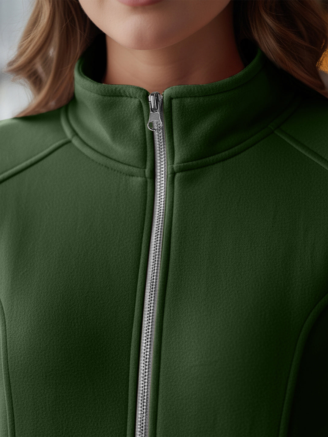 Jacket with Stand Collar & Zip Closure