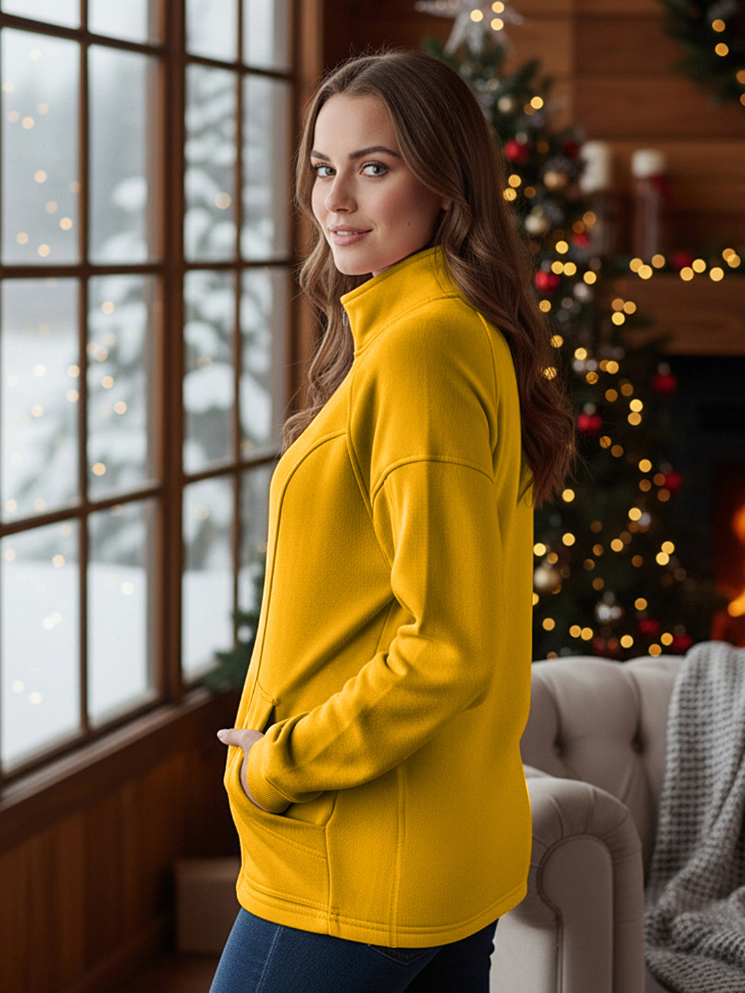 Jacket with Stand Collar & Zip Closure