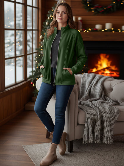 Jacket with Stand Collar & Zip Closure
