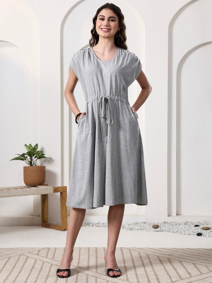 Drawstring Waist Casual Dress