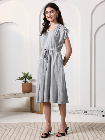 Drawstring Waist Casual Dress