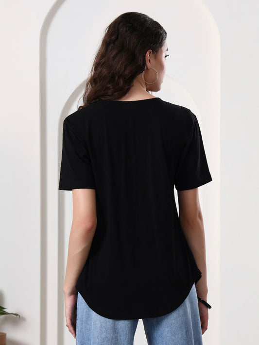 Women Solid Scoop Neck Gathered Top