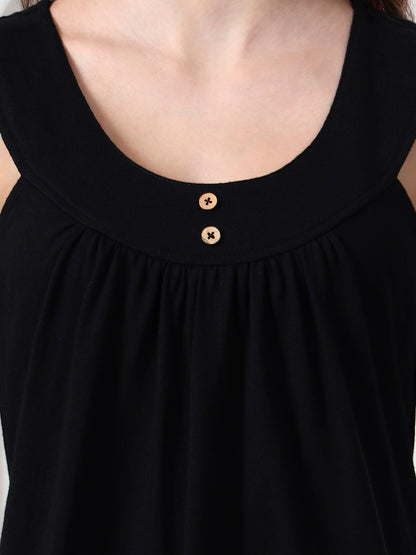 Women Solid Scoop Neck Gathered Top