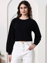 Women Drop-Shoulder Balloon Sleeve Crop Top