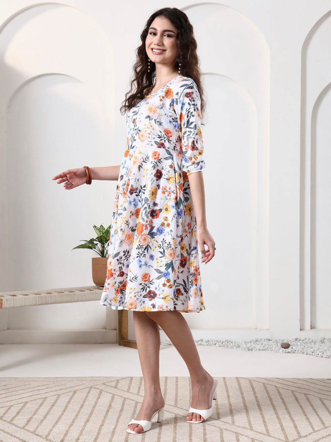 Printed Sleeveless Midi Dress