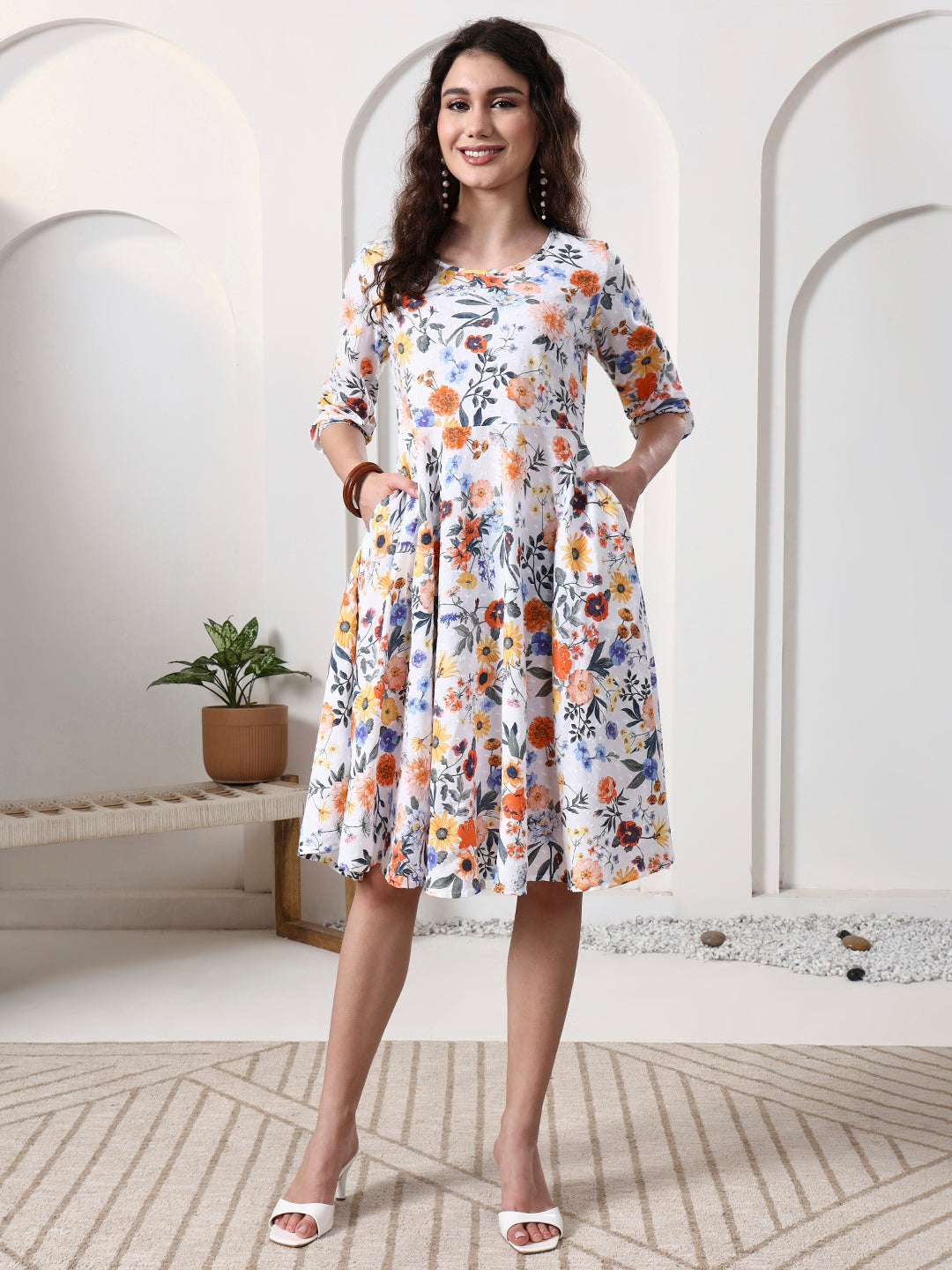 Printed Sleeveless Midi Dress