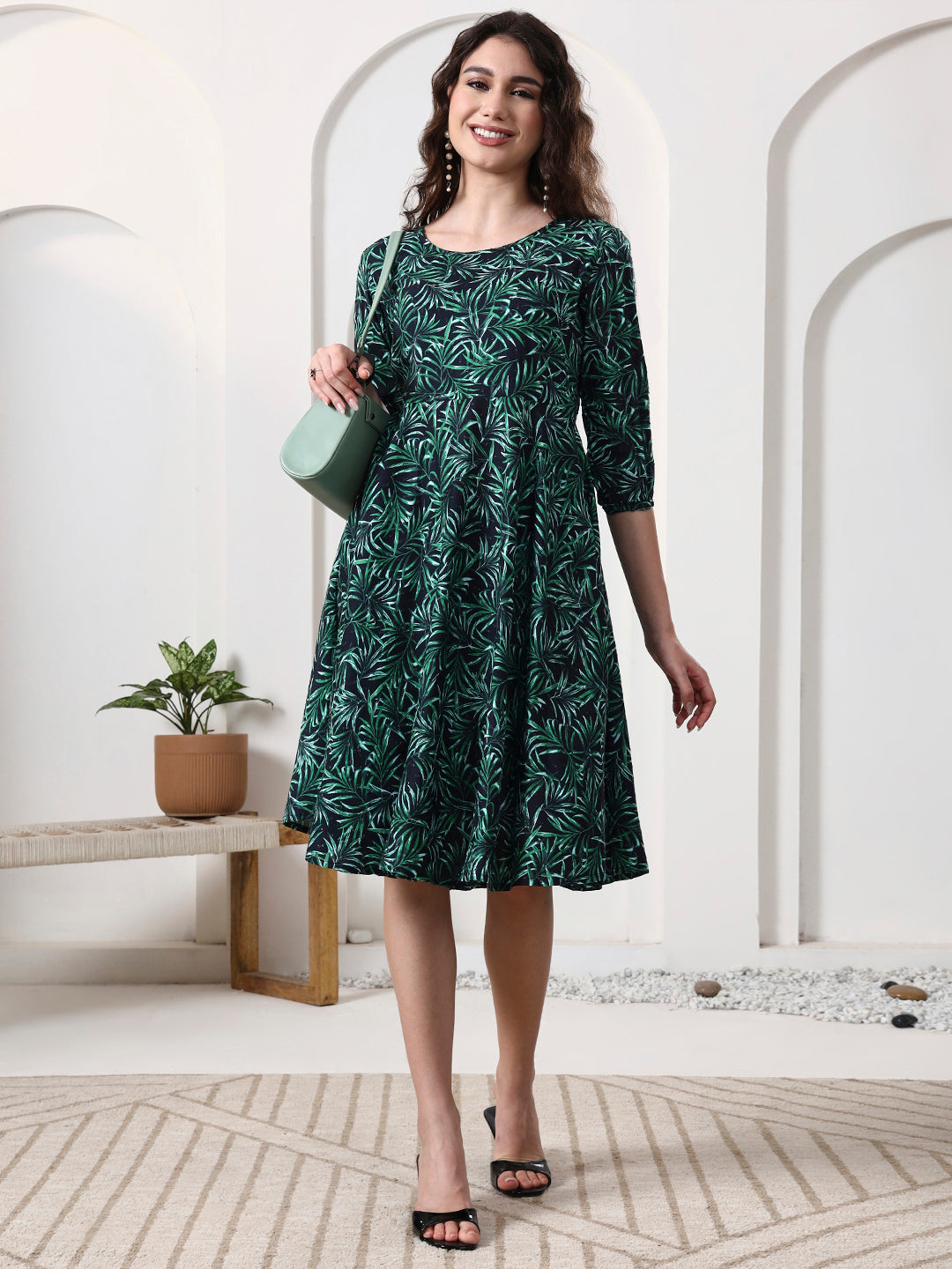 Printed Sleeveless Midi Dress