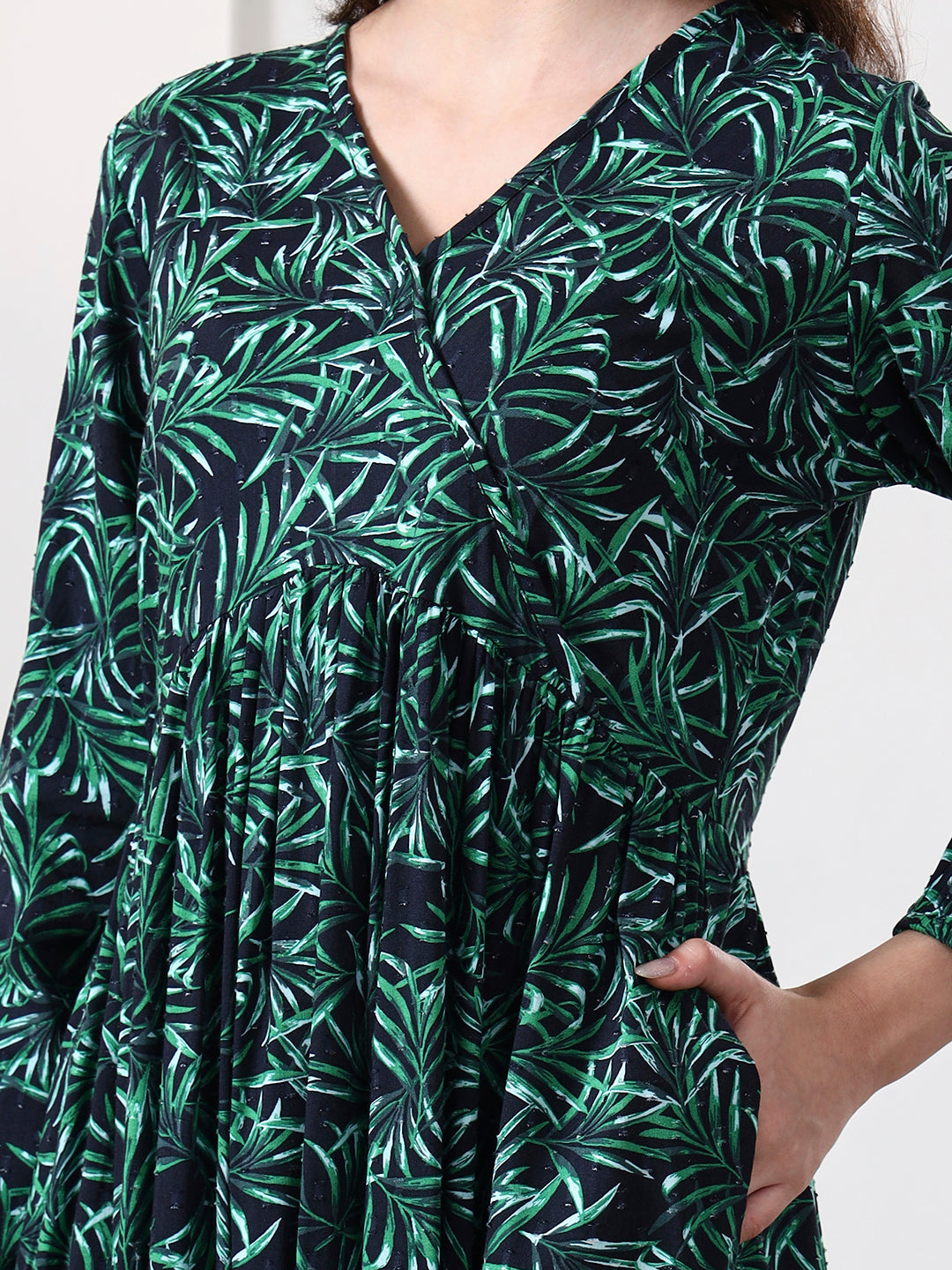 Printed Puff Sleeves Maxi Dress