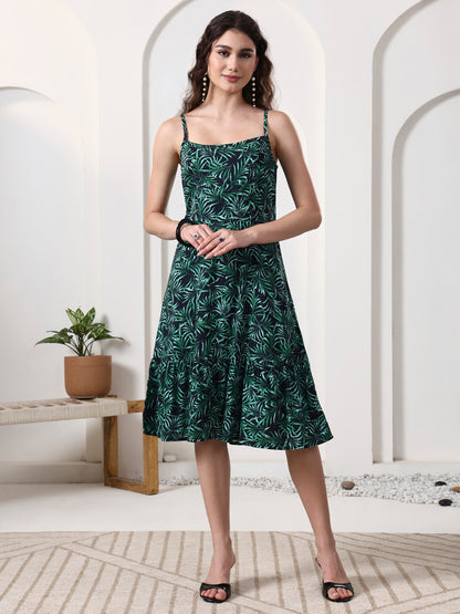 Printed Sleeveless Midi Dress