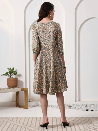 Printed Sleeveless Midi Dress