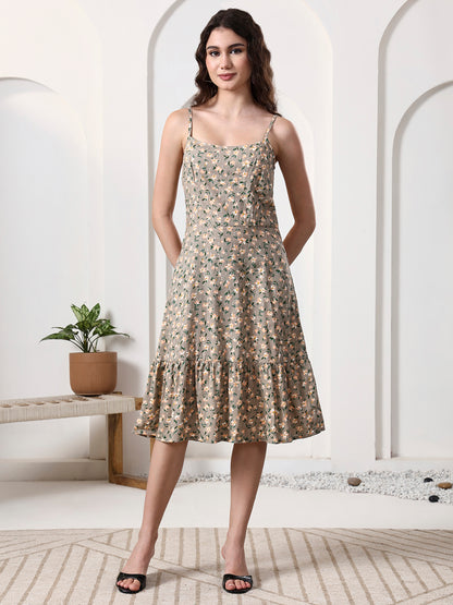 Printed Sleeveless Midi Dress