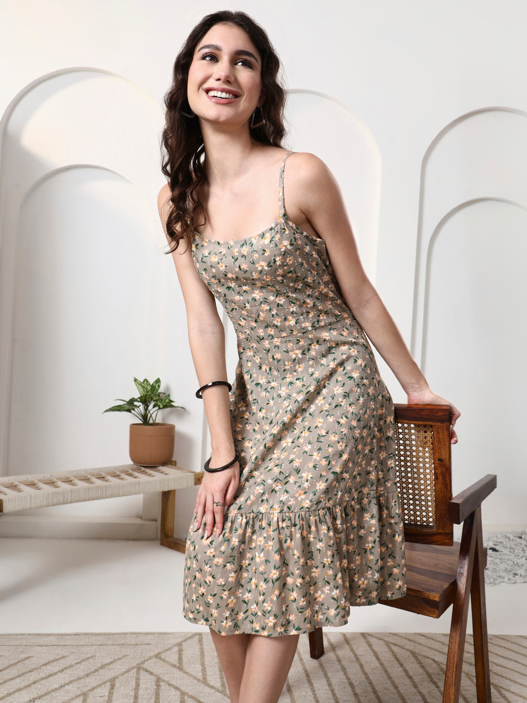 Printed Sleeveless Midi Dress