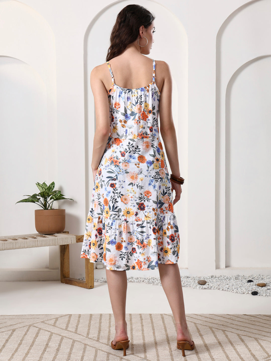 Printed Sleeveless Midi Dress
